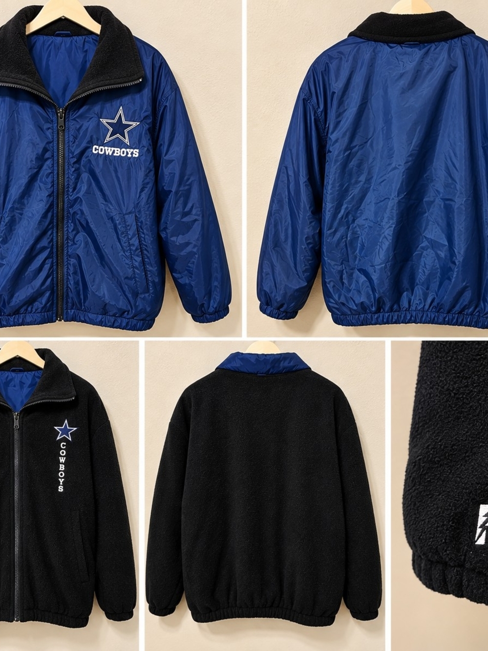 Pro Player Reversible Puffer Jacket in Blue & Black - XL